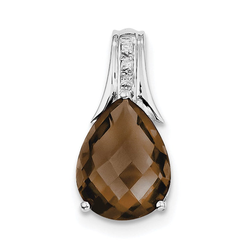 Rhodinierter Rauchquarz- und Diamant-Anhänger aus Sterlingsilber