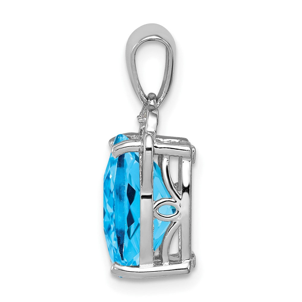 Anhänger aus rhodiniertem Sterlingsilber mit blauem Topas und Diamant