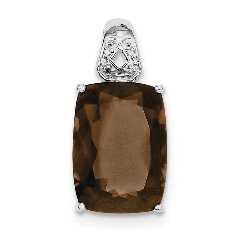Anhänger aus rhodiniertem Sterlingsilber mit Rauchquarz und Diamant