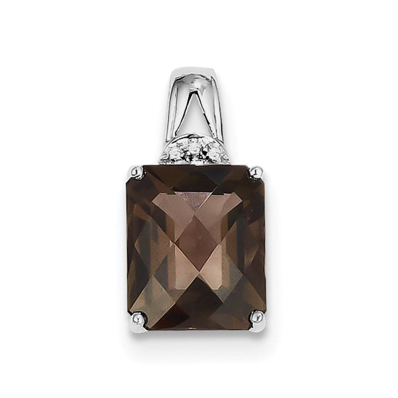 Anhänger aus rhodiniertem Sterlingsilber mit Rauchquarz und Diamant