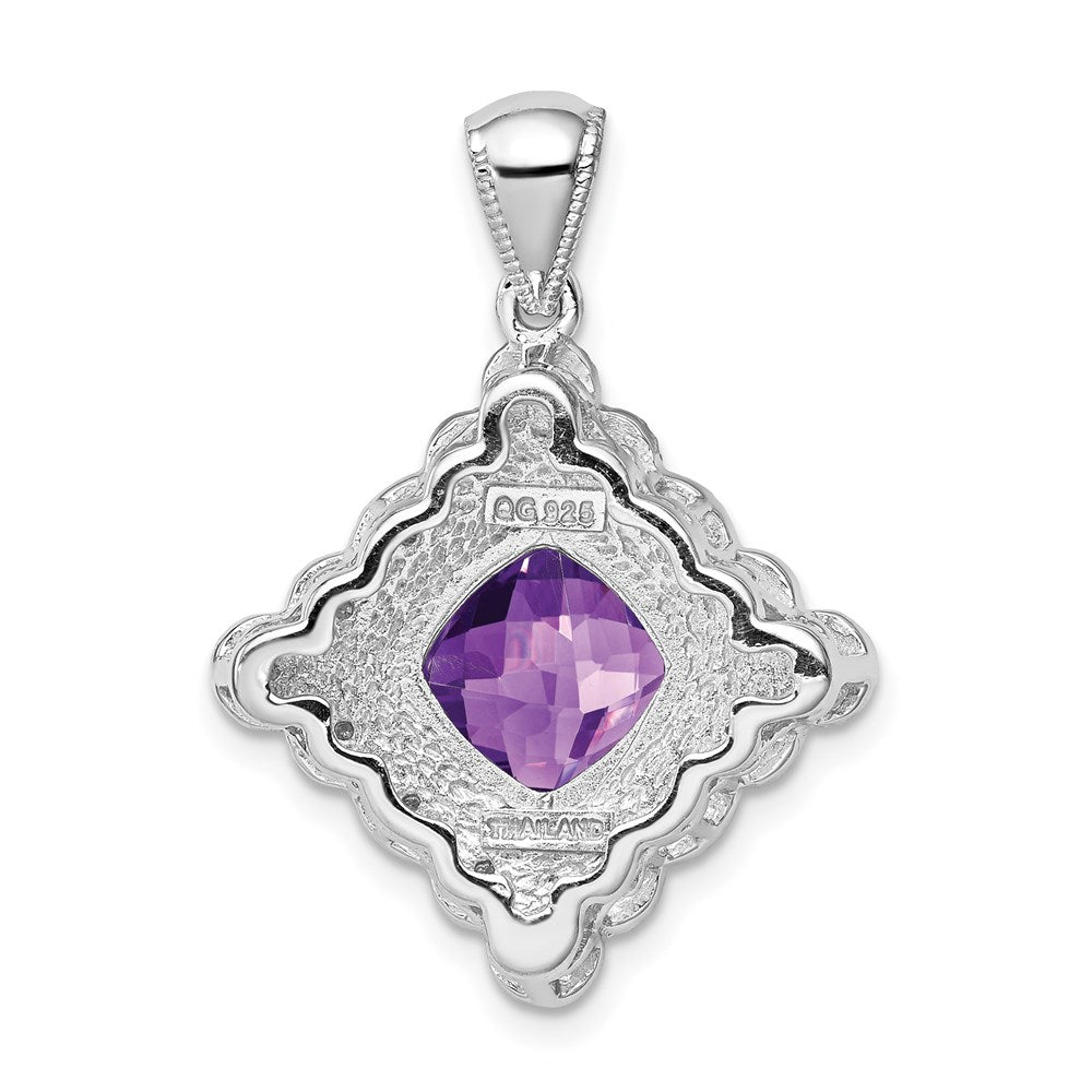 Anhänger aus rhodiniertem Sterlingsilber mit Amethyst und Diamant