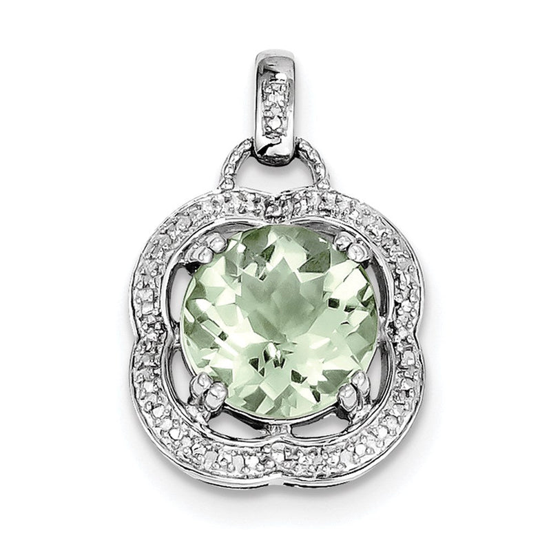 Anhänger aus rhodiniertem Sterlingsilber mit grünem Quarz