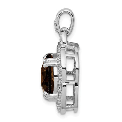 Rhodinierter Sterlingsilber-Anhänger mit Rauchquarz