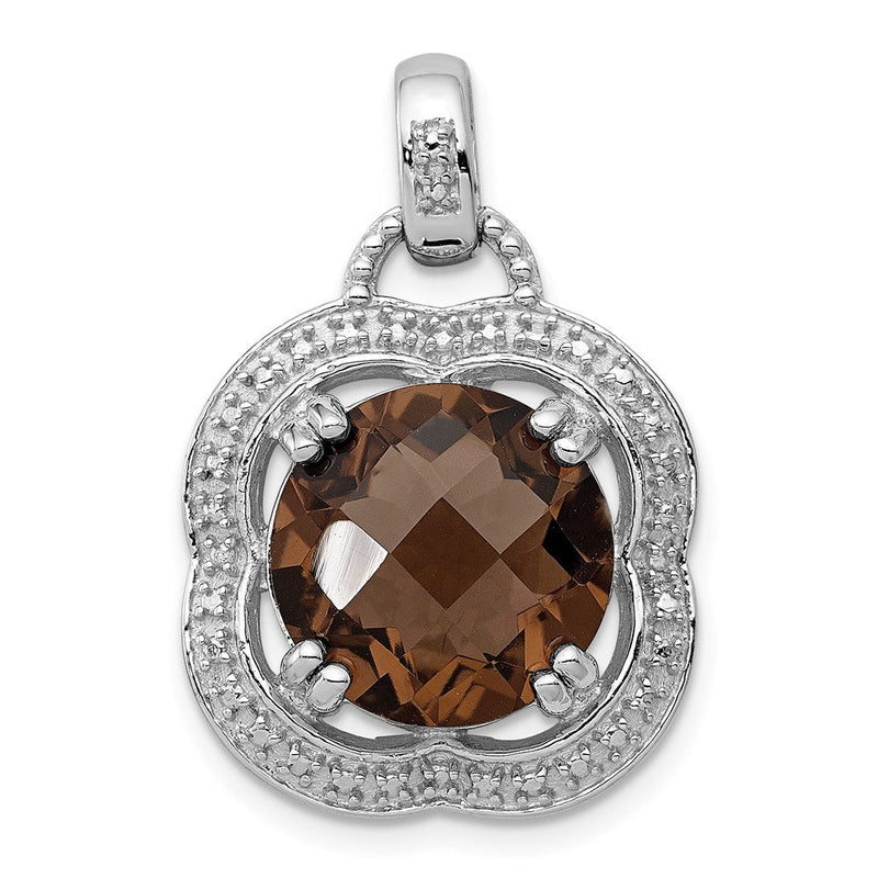 Rhodinierter Sterlingsilber-Anhänger mit Rauchquarz