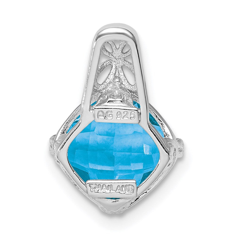 Anhänger aus rhodiniertem Sterlingsilber mit blauem Topas