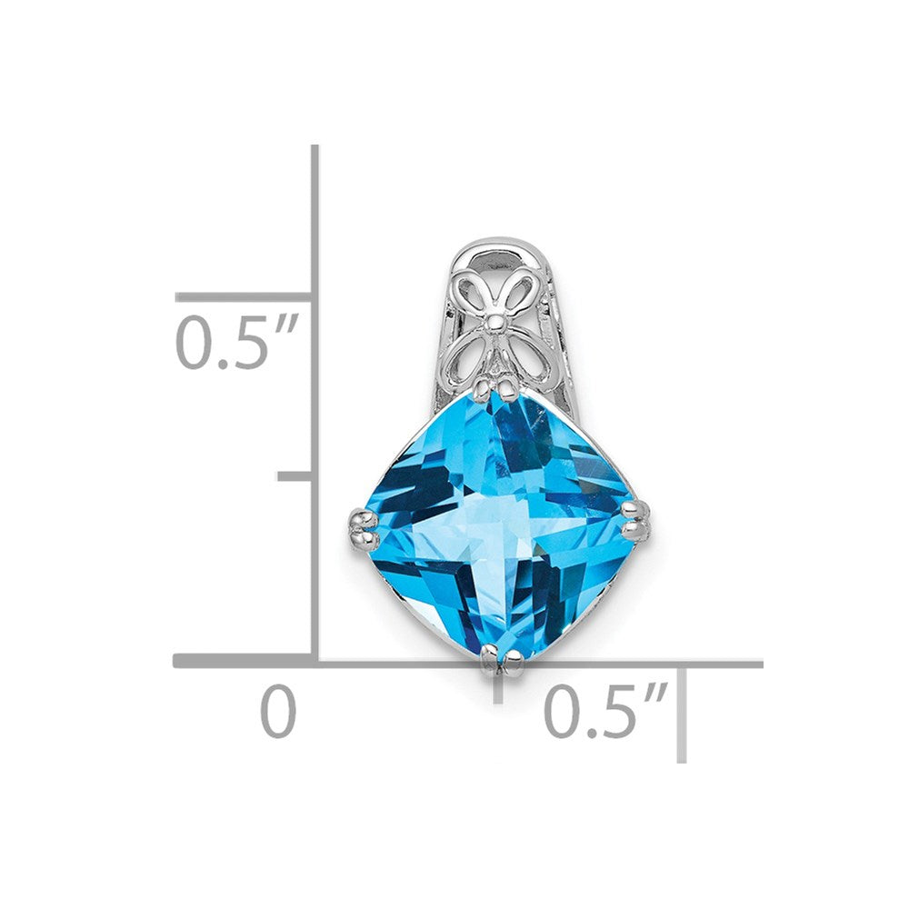 Anhänger aus rhodiniertem Sterlingsilber mit blauem Topas