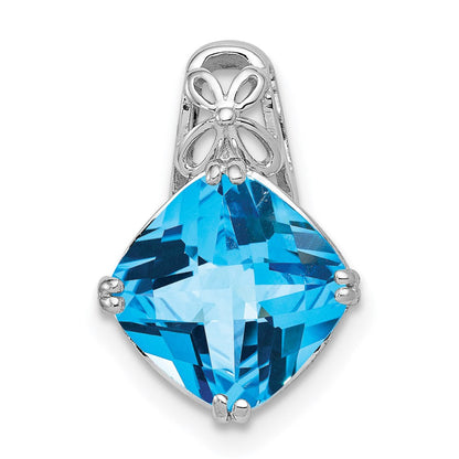 Anhänger aus rhodiniertem Sterlingsilber mit blauem Topas
