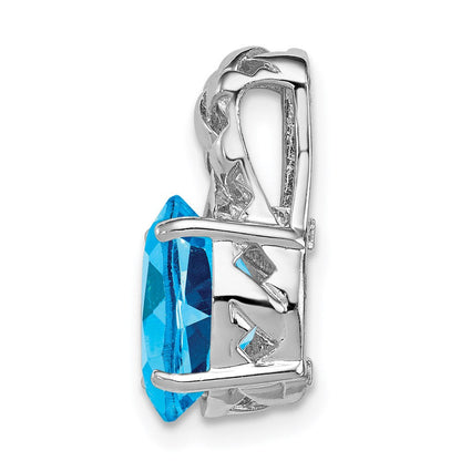 Anhänger aus rhodiniertem Sterlingsilber mit blauem Topas