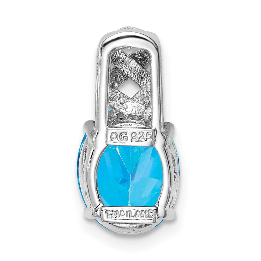 Anhänger aus rhodiniertem Sterlingsilber mit blauem Topas