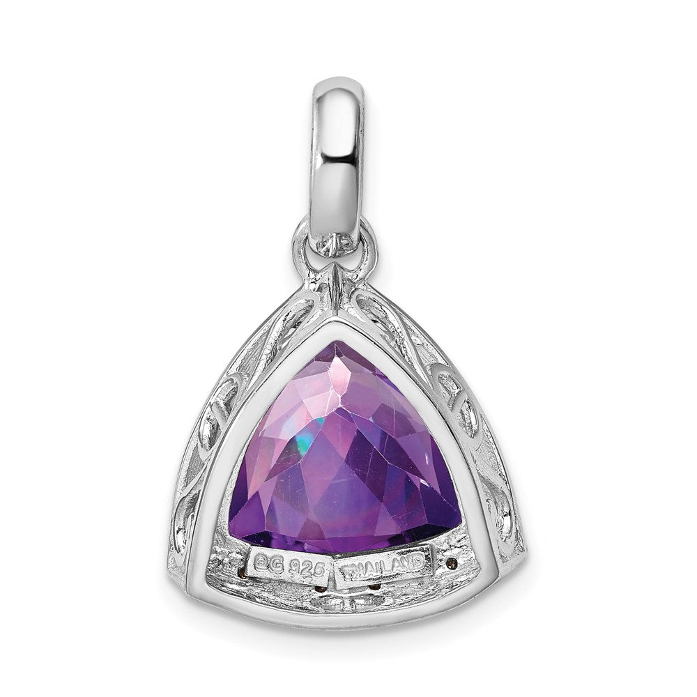 Anhänger aus rhodiniertem Sterlingsilber mit Amethyst und Diamant
