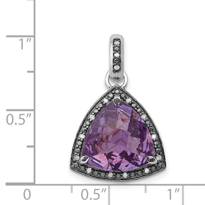 Anhänger aus rhodiniertem Sterlingsilber mit Amethyst und Diamant