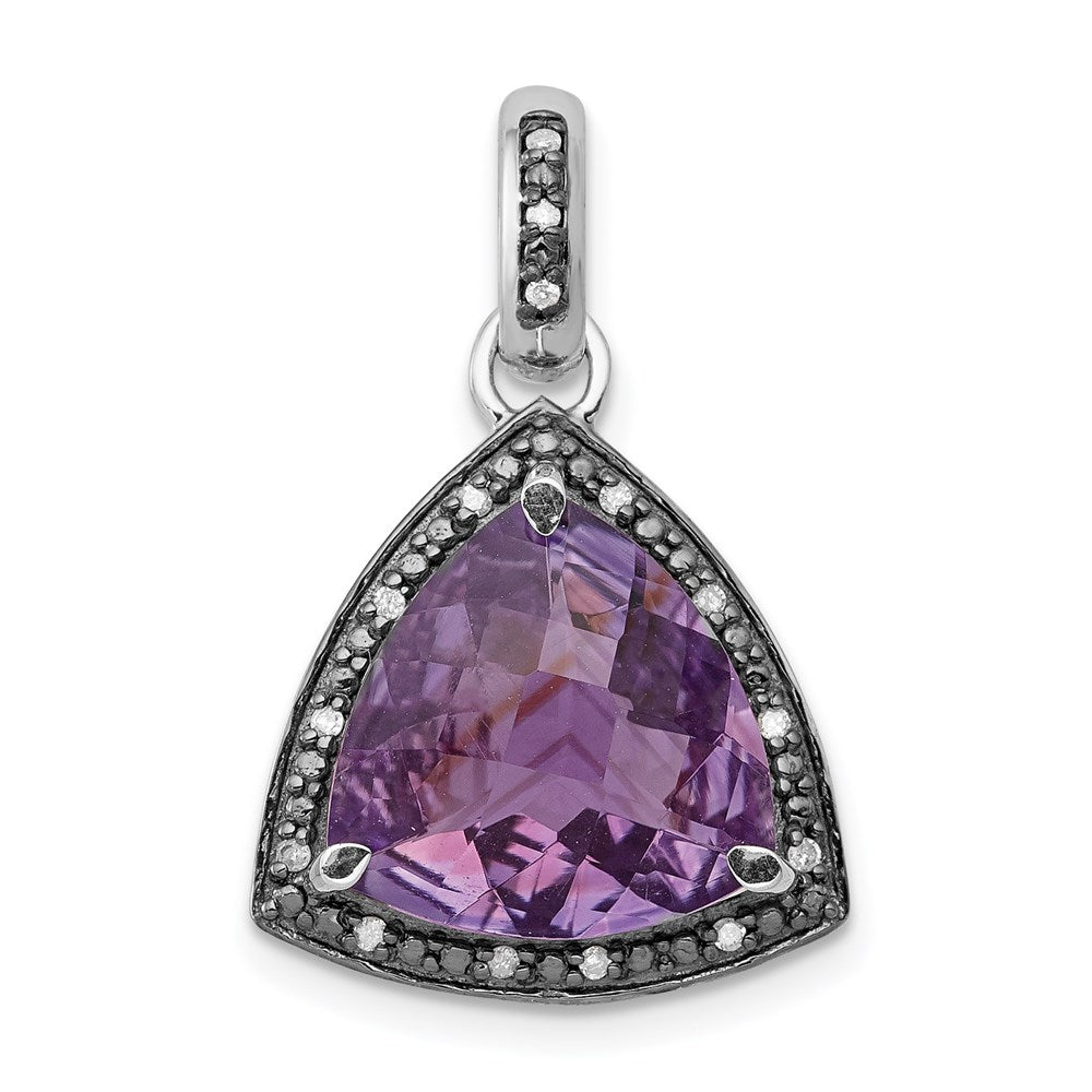 Anhänger aus rhodiniertem Sterlingsilber mit Amethyst und Diamant