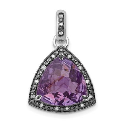 Anhänger aus rhodiniertem Sterlingsilber mit Amethyst und Diamant