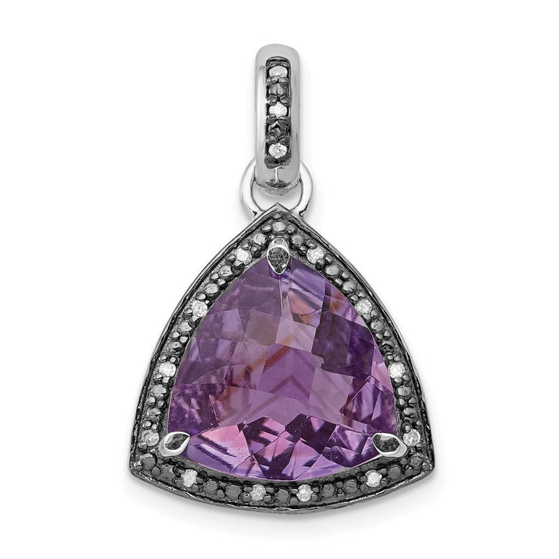 Anhänger aus rhodiniertem Sterlingsilber mit Amethyst und Diamant