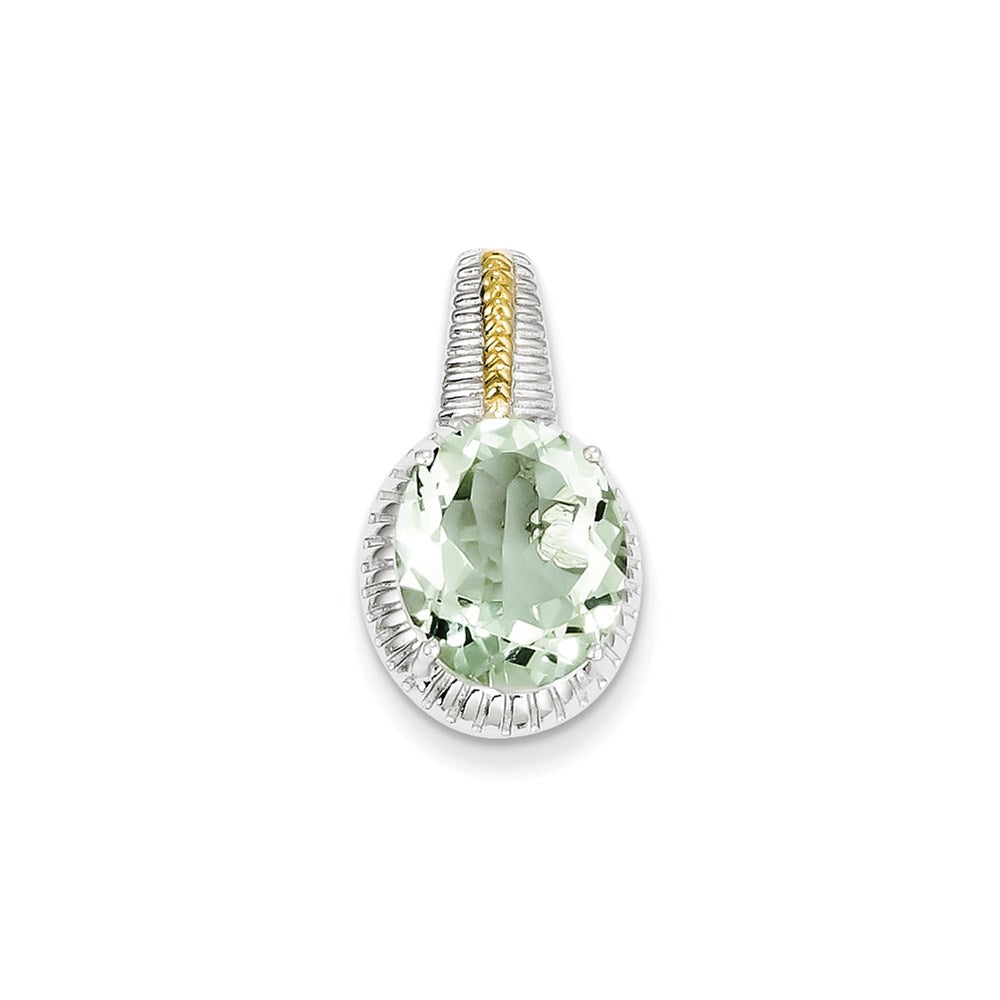 Sterlingsilber mit Glanz Gold-plate Akzente Grün Quarz Anhänger