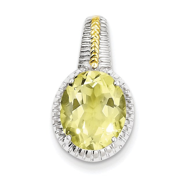 Sterlingsilber mit Glanz Gold-plate Akzente Zitrone Quarz Anhänger