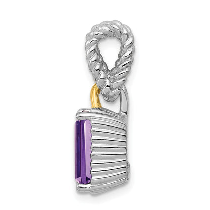 Rhodinierter Sterlingsilber-Anhänger mit Gold-Flash-Akzent und Amethyst
