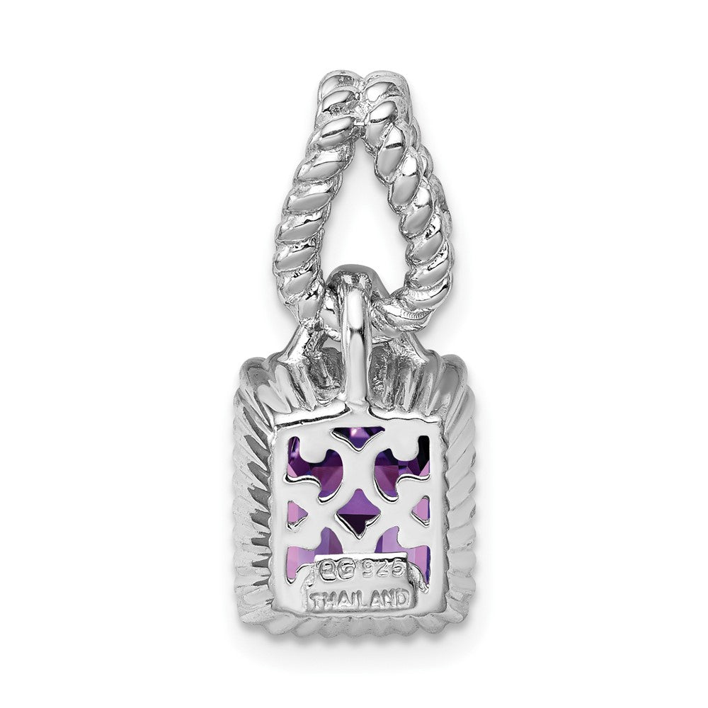 Rhodinierter Sterlingsilber-Anhänger mit Gold-Flash-Akzent und Amethyst