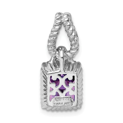 Rhodinierter Sterlingsilber-Anhänger mit Gold-Flash-Akzent und Amethyst