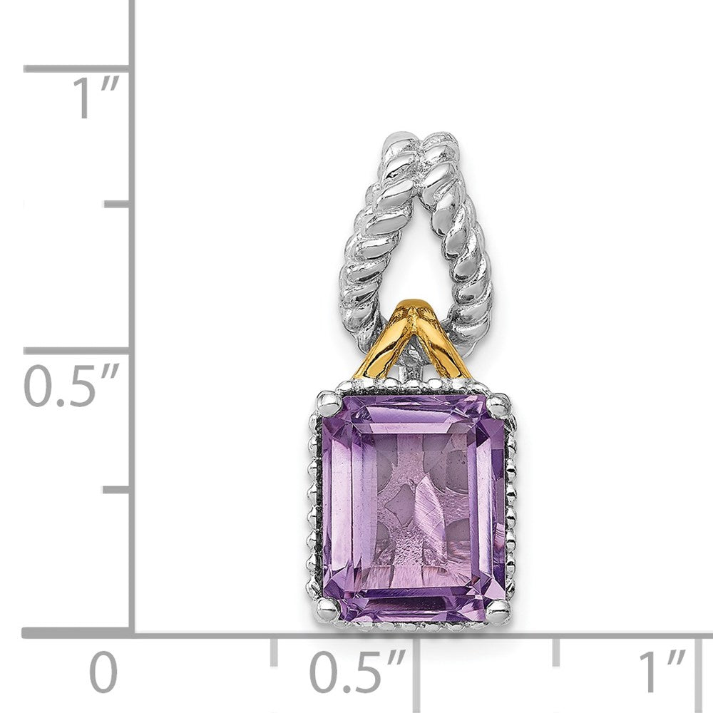 Rhodinierter Sterlingsilber-Anhänger mit Gold-Flash-Akzent und Amethyst