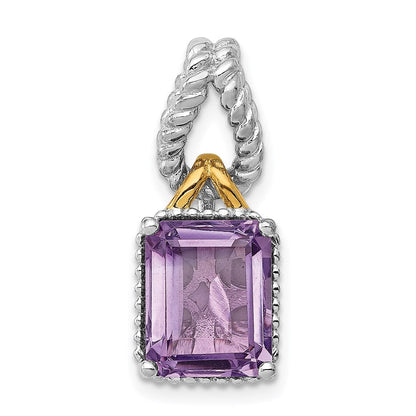 Rhodinierter Sterlingsilber-Anhänger mit Gold-Flash-Akzent und Amethyst