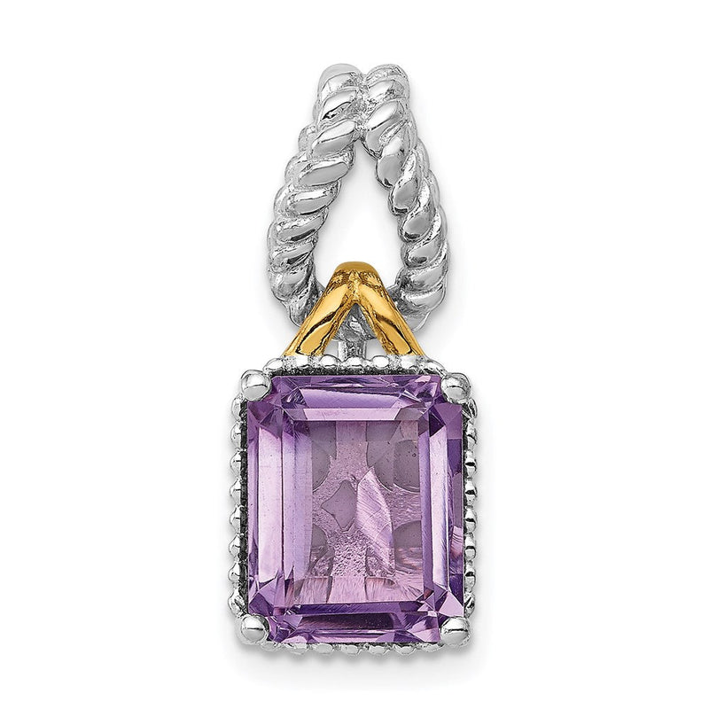 Rhodinierter Sterlingsilber-Anhänger mit Gold-Flash-Akzent und Amethyst