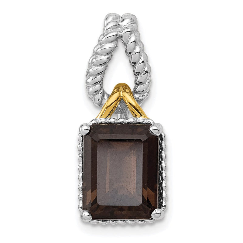 Rauchquarz-Anhänger aus Sterlingsilber, rhodiniert, mit Akzenten in Gold-Flash-Vergoldung