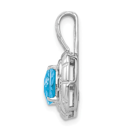 Anhänger aus rhodiniertem Sterlingsilber mit Blautopas