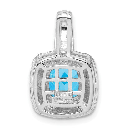 Anhänger aus rhodiniertem Sterlingsilber mit Blautopas