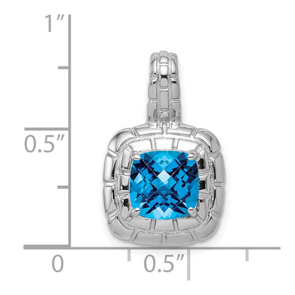 Anhänger aus rhodiniertem Sterlingsilber mit Blautopas