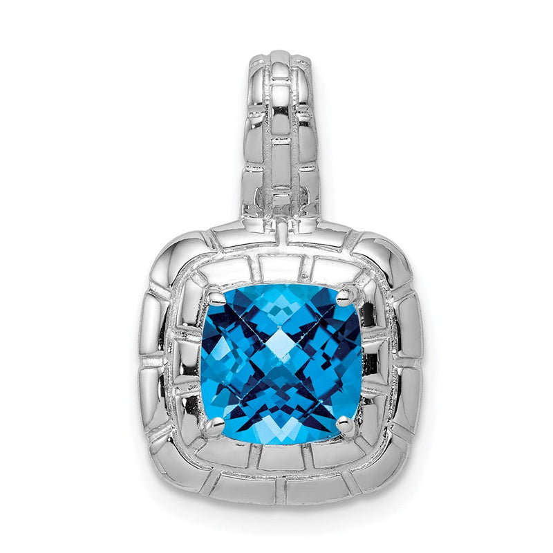 Anhänger aus rhodiniertem Sterlingsilber mit Blautopas
