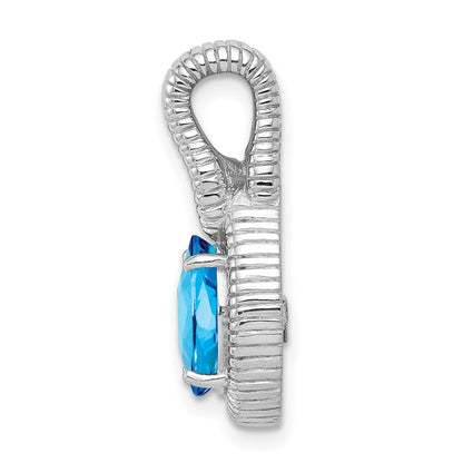 Anhänger aus rhodiniertem Sterlingsilber mit blauem Topas