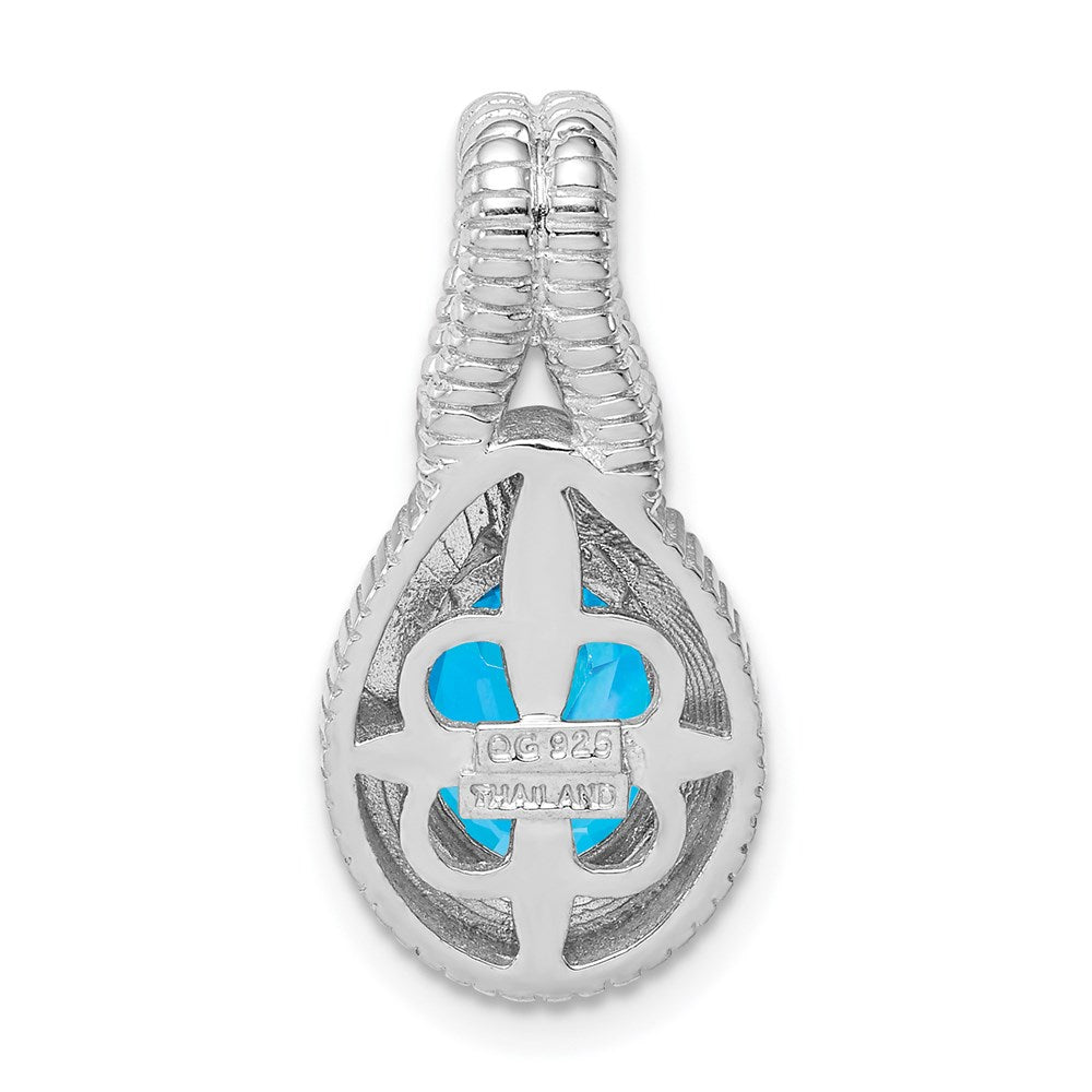 Anhänger aus rhodiniertem Sterlingsilber mit blauem Topas