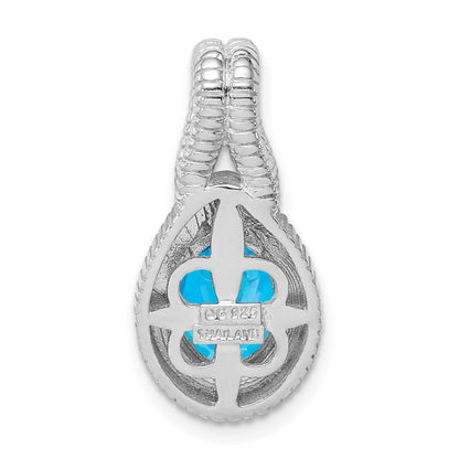 Anhänger aus rhodiniertem Sterlingsilber mit blauem Topas