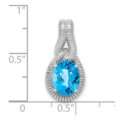 Anhänger aus rhodiniertem Sterlingsilber mit blauem Topas