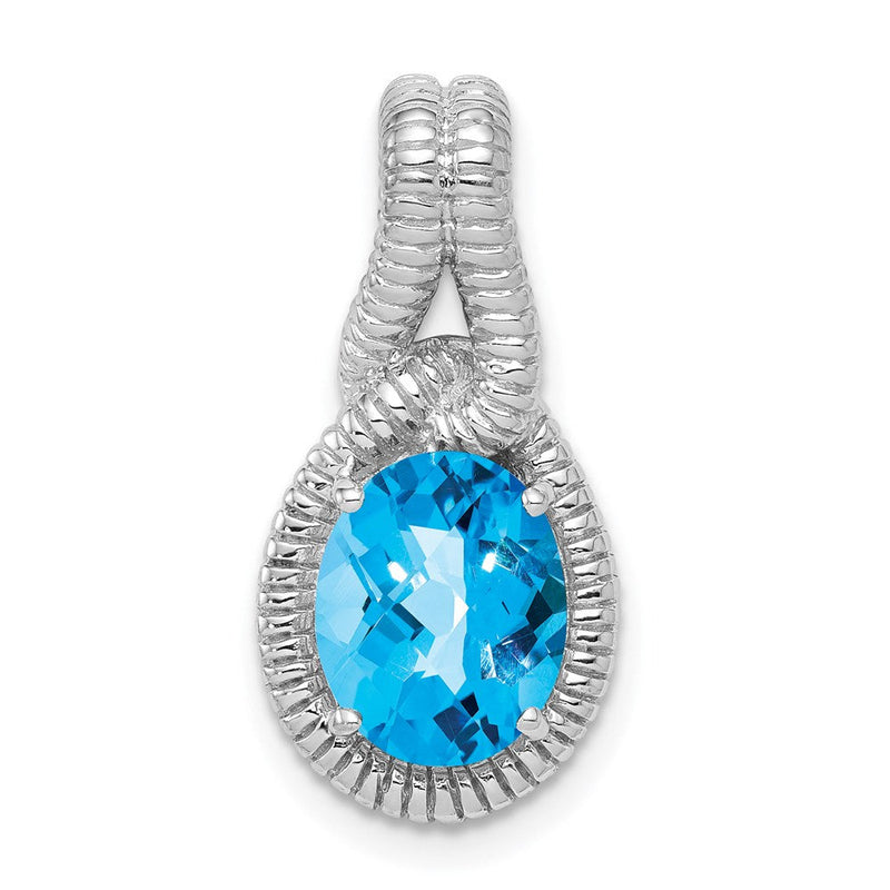 Anhänger aus rhodiniertem Sterlingsilber mit blauem Topas