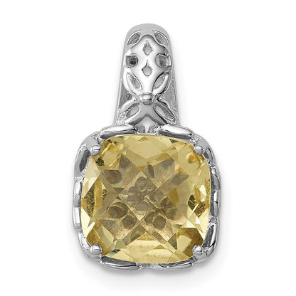 Anhänger aus rhodiniertem Sterlingsilber mit Zitronenquarz