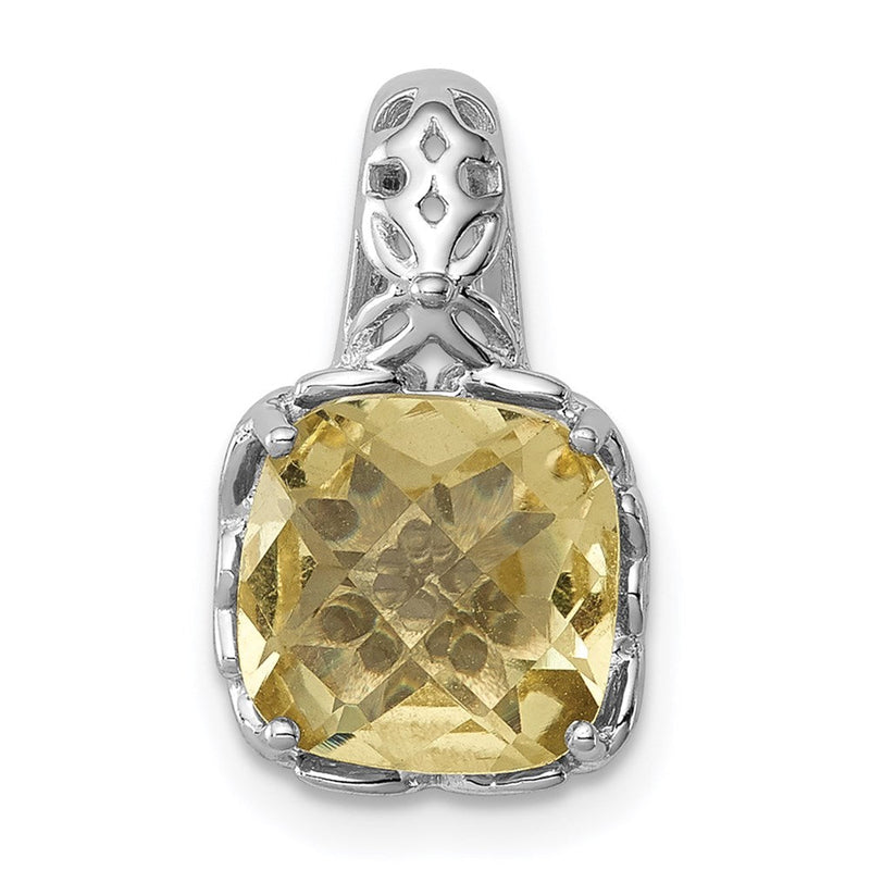 Anhänger aus rhodiniertem Sterlingsilber mit Zitronenquarz