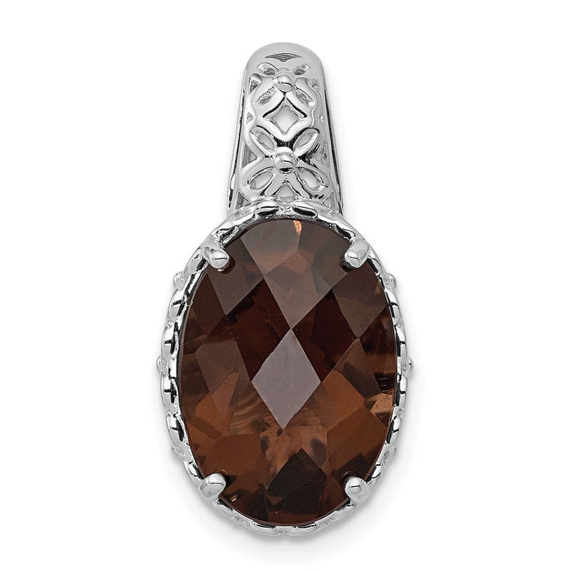 Anhänger aus rhodiniertem Sterlingsilber mit Rauchquarz