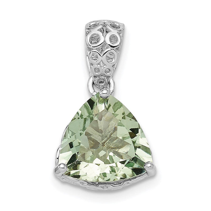 Anhänger aus rhodiniertem Sterlingsilber mit grünem Quarz