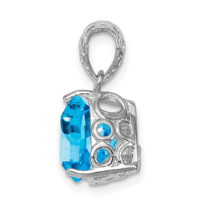 Anhänger aus rhodiniertem Sterlingsilber mit blauem Topas