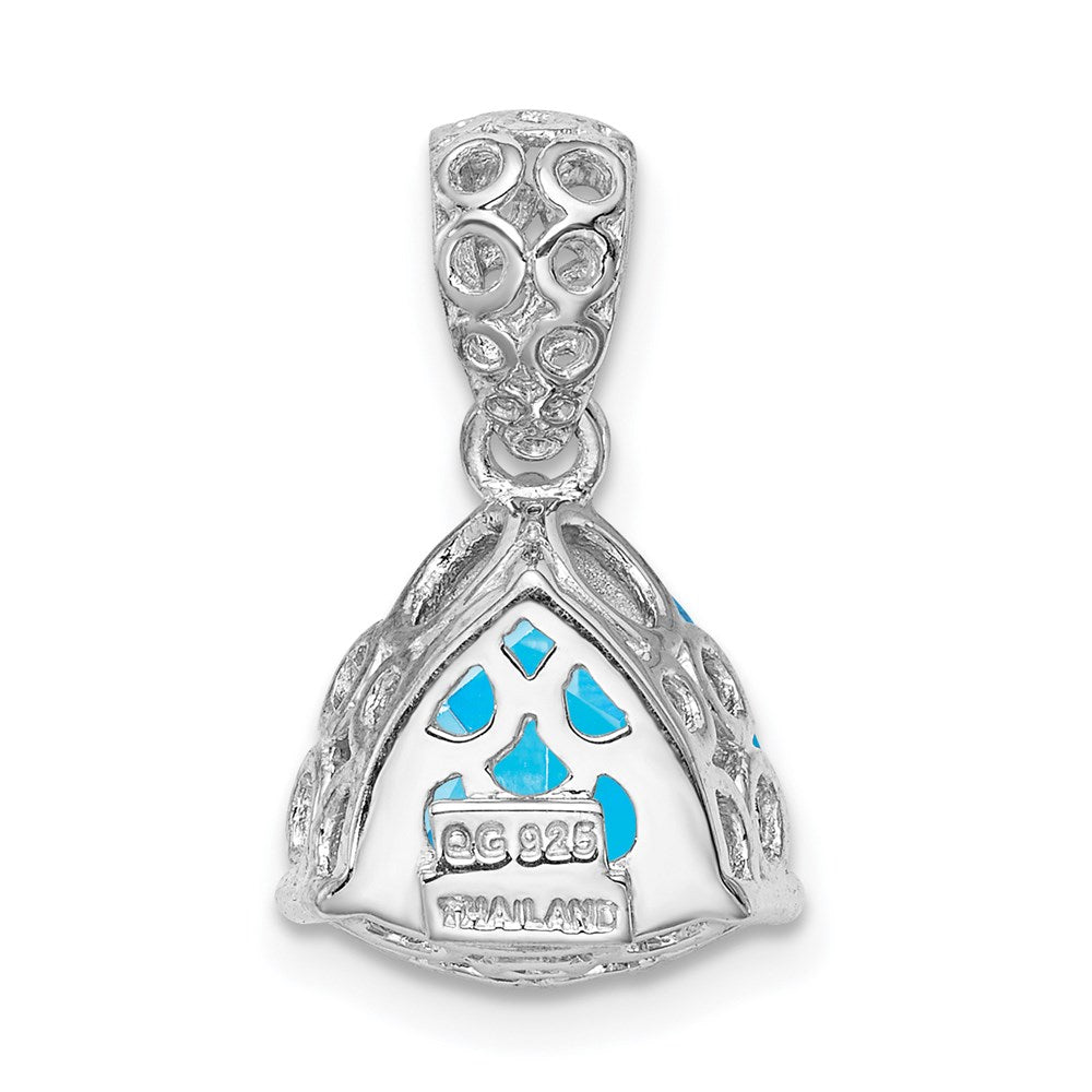 Anhänger aus rhodiniertem Sterlingsilber mit blauem Topas