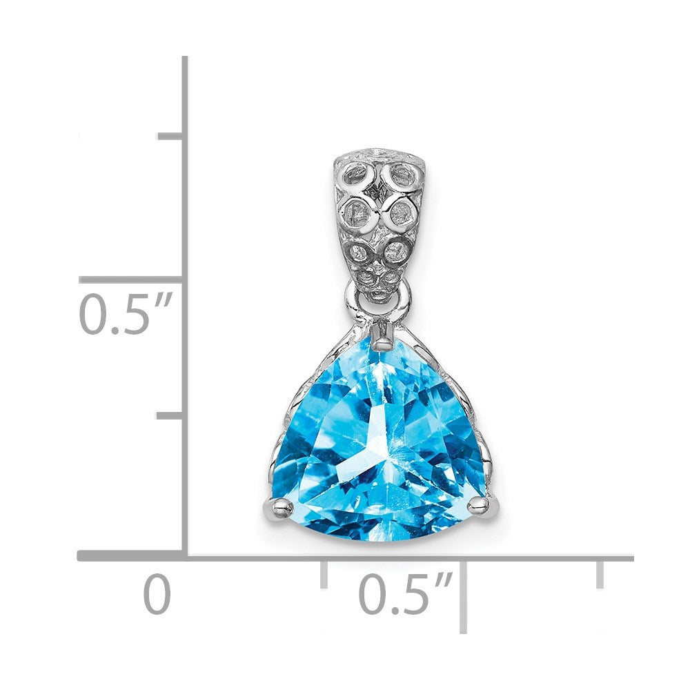 Anhänger aus rhodiniertem Sterlingsilber mit blauem Topas