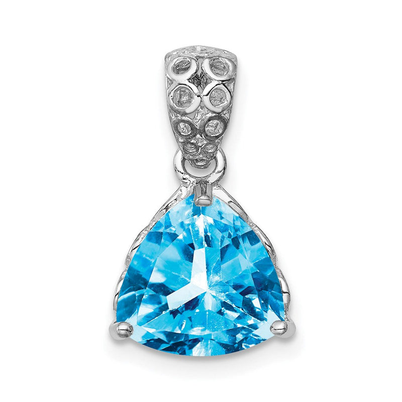 Anhänger aus rhodiniertem Sterlingsilber mit blauem Topas