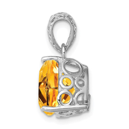 Rhodinierter Citrin-Anhänger aus Sterlingsilber
