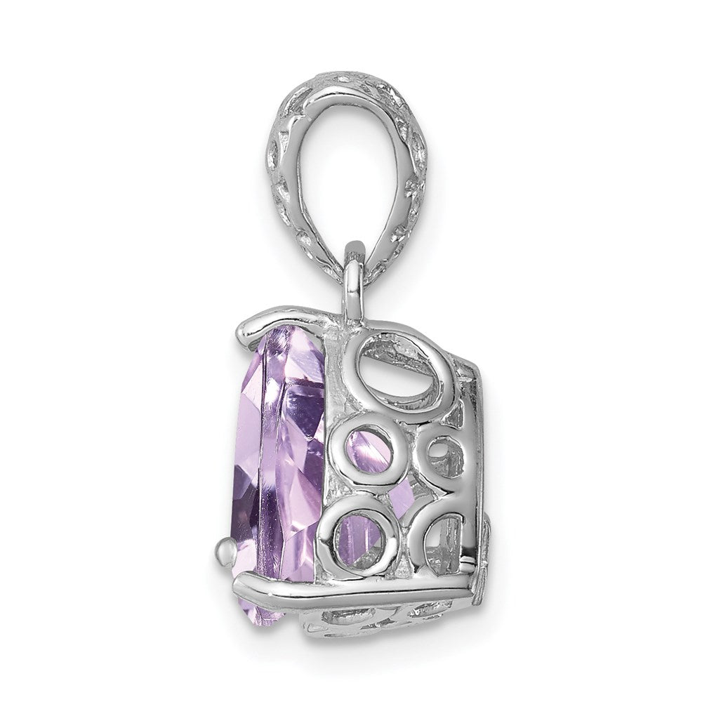 Rosenquarz-Anhänger aus rhodiniertem Sterlingsilber