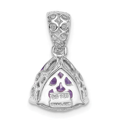 Rosenquarz-Anhänger aus rhodiniertem Sterlingsilber