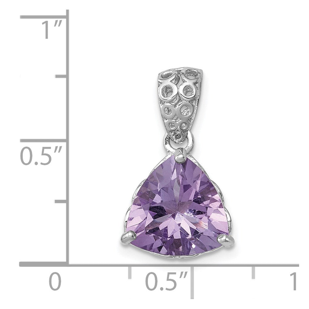 Rosenquarz-Anhänger aus rhodiniertem Sterlingsilber