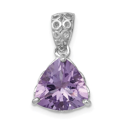 Rosenquarz-Anhänger aus rhodiniertem Sterlingsilber