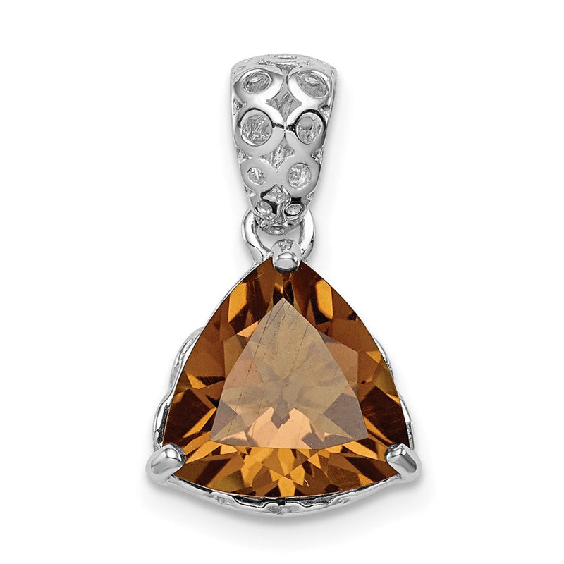 Anhänger aus rhodiniertem Sterlingsilber mit Whiskyquarz